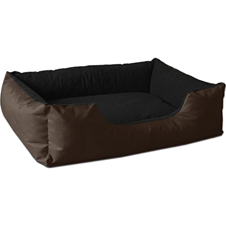 BedDog Hundebett LUPI, Hundekissen mit abziehbaren waschbaren Bezug, Hundekorb, Hundesofa, für kleine Hunde, S, braun-schwarz – Bild 1