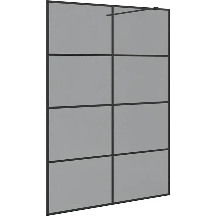 vidaXL Walk-in Duschwand Schwarz 140 x 195 cm, Gehärtetes Glas mit stabilem Aluminiumrahmen und 100 cm Unterstützung