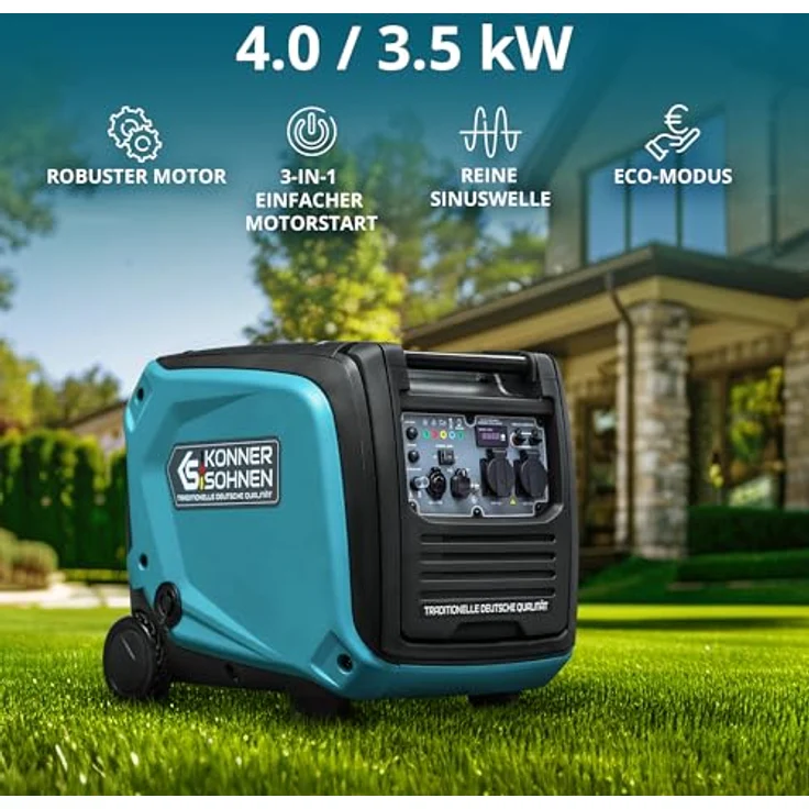 Könner&Söhnen KS 4000iEGS Gas Benzin Stromaggregat 4000 Watt, Notstrom - Blau – Bild 4