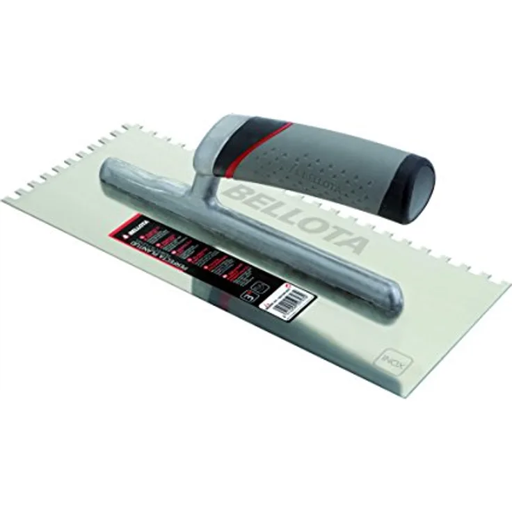 Bellota 5874-10 BIM INOX Glättekelle Aufziehplatte, Edelstahl, offener Griff, gezahnt, 10 mm