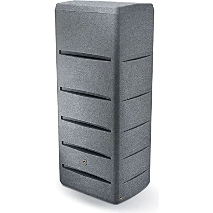 Prosperplast Regentonne eckig Regenwassertank Poseidon 720 Liter granitgrau aus UV- und witterungsbeständigem Material. Frostsichere Regenwassertonne bzw. Regenfass Wandtank, 180 cm – Bild 1