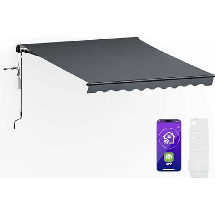 blumfeldt CloudShade Markise (Set), UV-Schutz Gelenkarmmarkise mit WLAN und Bluetooth Smart Remote, 250 x 200 cm für Balkon und Terrasse – Bild 1
