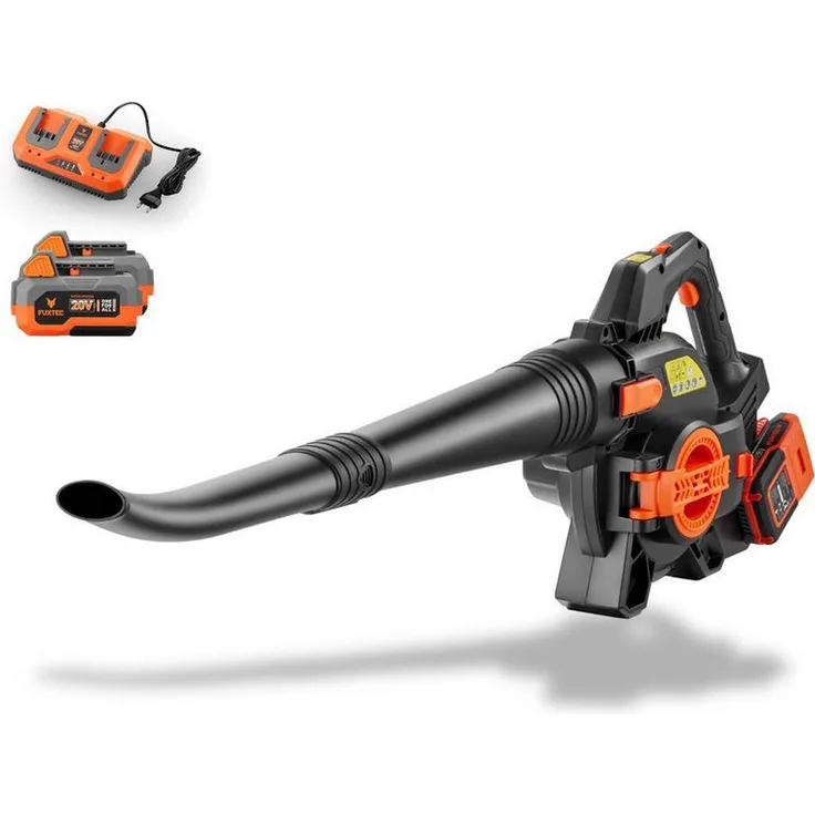 FUXTEC Akku-Laubbläser FX-E2LBSSET, 40 Volt 2-in-1 Set mit Saugleistung von 685,1 m³/h