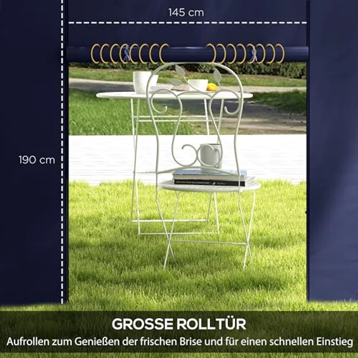 Outsunny Pavillonseitenteil, 2er Set Seitenwände mit Fenster und Tür, 295x195 cm, passend für 3x3m und 3x6m Pavillons, Oxford, Blau – Bild 4