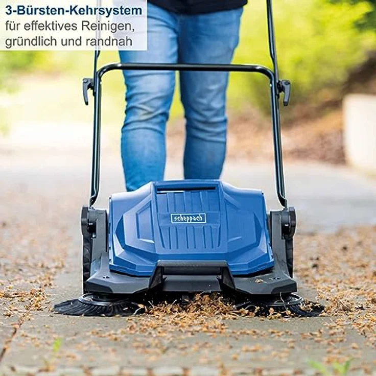 Scheppach Handkehrmaschine »S800«, 650 mm Kehrbreite, 3-Bürsten-Kehrsystem, 20 Liter Kehrbehälter, schwarz – Bild 3