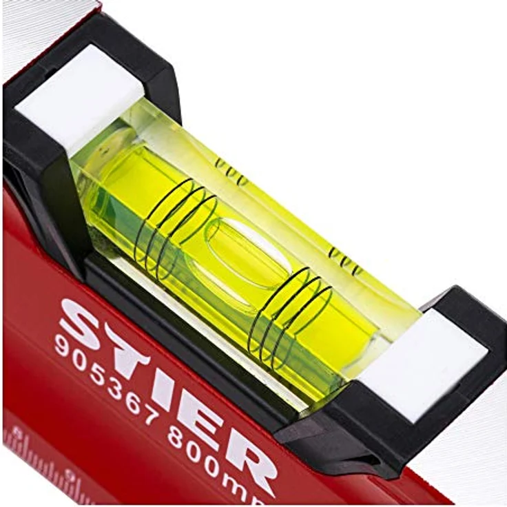 STIER Premium Wasserwaage, mit Magnet und drei Libellen, 800 mm, 0,5 mm/m, vertikal und horizontal messen, Spiegel-Lotlibelle, präzise Messung, Aluminiumlegierung, doppelt gefräste Oberfläche – Bild 4