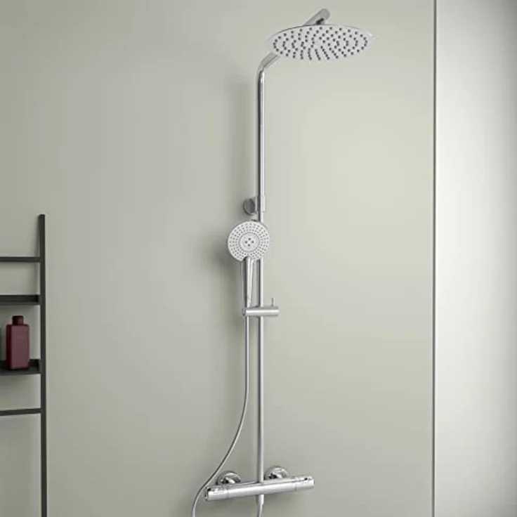 Ideal Standard A7704AA Duschsystem Ceratherm T50, Duscharamtur mit Brausethermostat, Chrom-Finish, 90 cm Höhe, 1750 mm Brauseschlauch – Bild 7
