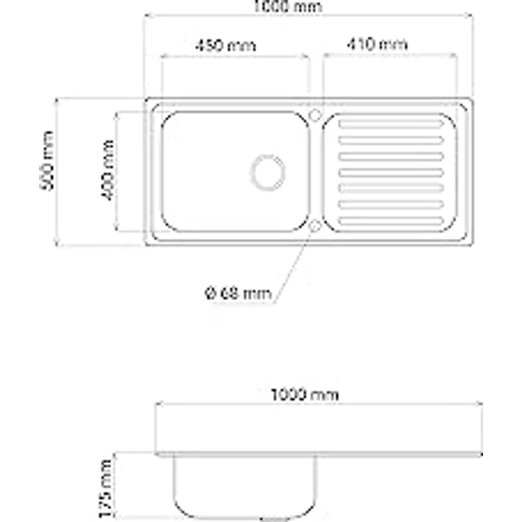 Edelstahl Einbauspüle Spülbecken Küchenspüle Spüle 100 x 50 cm Respekta – Bild 3