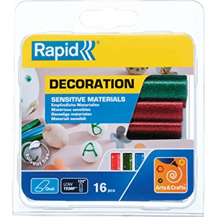 Rapid Klebepatronen für Heißklebepistole EG130, 125 g, glitzernd in Rot/Grün/Blau, ideal für hitzeempfindliche Materialien – Bild 1
