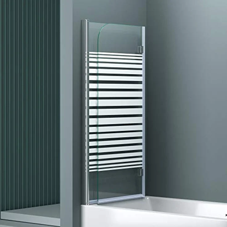 doporro 120x140 cm Design-Duschwand für Badewanne Badewannenaufsatz Duschabtrennung 6mm ESG-Sicherheitsglas inkl. NANO-Beschichtung Badewannenfaltwand – Bild 3