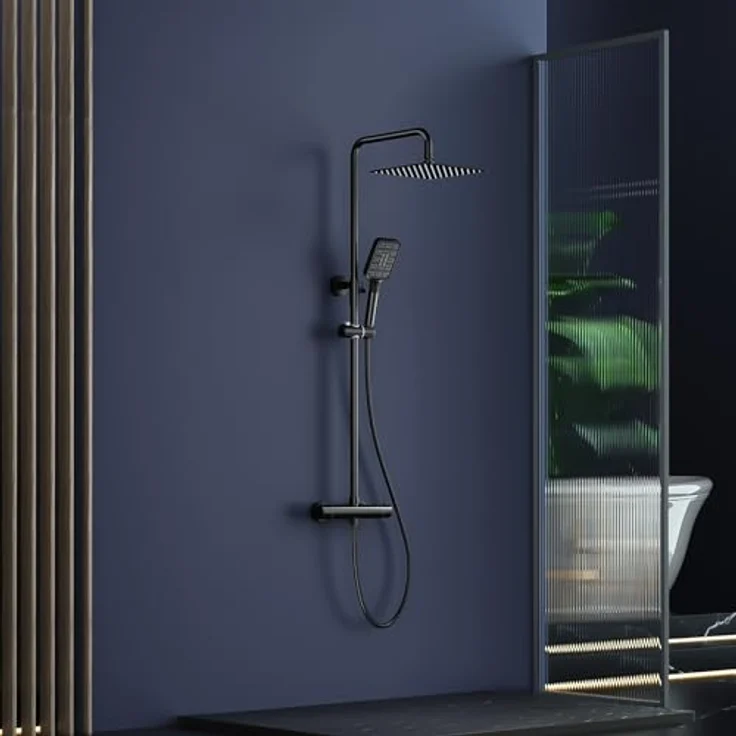 Rainsworth Duschsystem 3 Funktionen, Höhe 126 cm, Set mit Kopfbrause 20x20 cm, Chrom – Bild 2