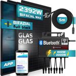 SUNNIVA® Balkonkraftwerk FULL ALL BLACK BIFACIAL 2392W/2000W Solaranlage mit 2000W ENVERTECH Micro Wechselrichter Wifi Bluetooth, upgradebar drosselbar, 4x460W Bifaziale Solarmodule, 5m Kabel, PV