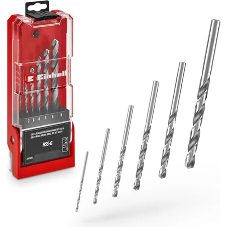 Einhell HSS-G Metallbohrer-Set, 6-teilig, mit 135° Split Point Spitze, Aufbewahrungskassette, 2-8 mm – Bild 1