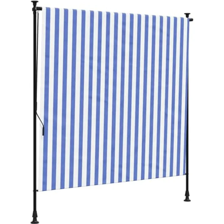 vidaXL Markise Außenrollo Blau und Weiß 200x270 cm Stoff und Stahl - Einziehbar, UV-beständig, Höhenverstellbar - Preisvergleich – Bild 2