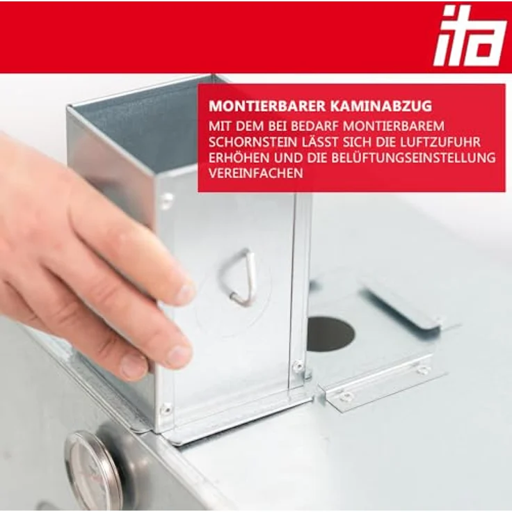 ITA Smoker Räucherofen 7012 - Premium Räucherschrank mit Sichtfenster & Kaminabzug, Legierter Stahl, 3 Etagen – Bild 3