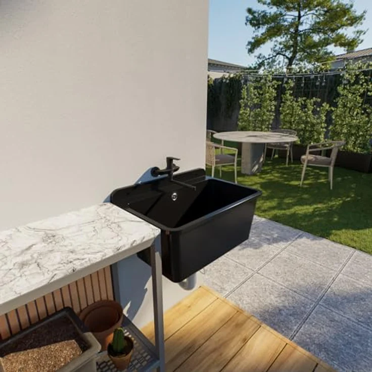 QLS Küchenspüle LARGE, Kunststoff-Spülbecken, 61x41 cm, ideal für Garten, Garage & Werkstatt - Preisvergleich – Bild 5