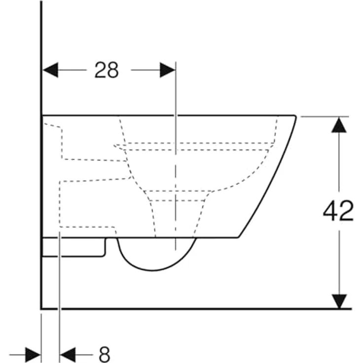Geberit Smyle Square Wand-WC, spülrandlos mit schmutzabweisender Glasur, tiefspülend, waagerechter Abgang, weiß – Bild 5