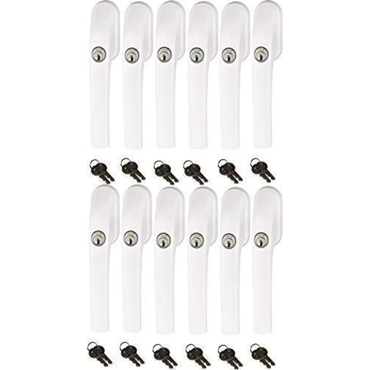 Abus FG300 abschließbarer Fenstergriff, weiß, im Set 12 Stück alle gleichschließend AL0089 mit insgesamt 24 Schlüssel