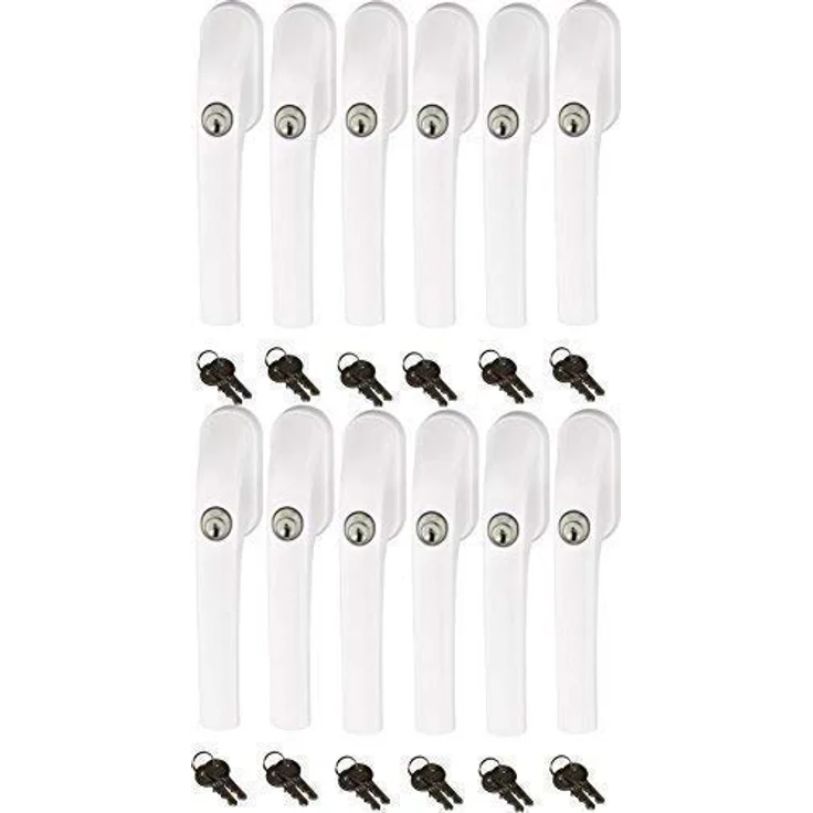 Abus FG300 abschließbarer Fenstergriff, weiß, im Set 12 Stück alle gleichschließend AL0089 mit insgesamt 24 Schlüssel – Bild 1