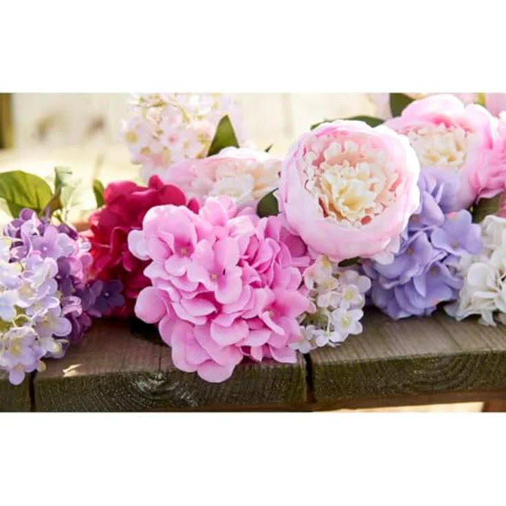 Decoris season decorations Kunstblume Hortensie mit Stiel, 66 cm, cremeweiß, ideal für Bodenvasen und kreative DIY-Projekte – Bild 2