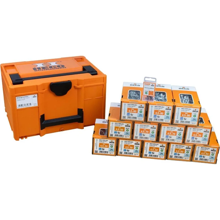 Heco HECO-Aktionskoffer Ø4,5 HD-25 Systainer M237, 600 Schrauben, verzinkt blau, transportabel und robust