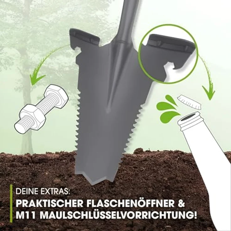 EASYmaxx Wurzelspaten mit Säge, 114 cm, ergonomische Stahlklinge und Trittkanten für effektive Gartenarbeit – Bild 3