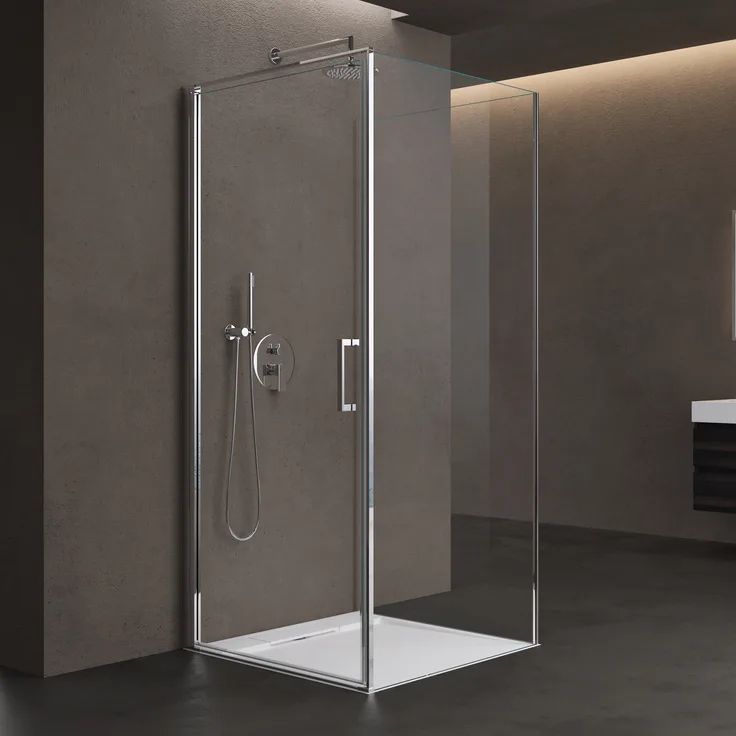 doporro Duschkabine U-Form Ravenna36UK, 80x70x80 cm, Duschabtrennung mit 8mm ESG-Sicherheitsglas und Nano-Beschichtung, inkl. Duschwanne und Hebe-Senk-Mechanismus