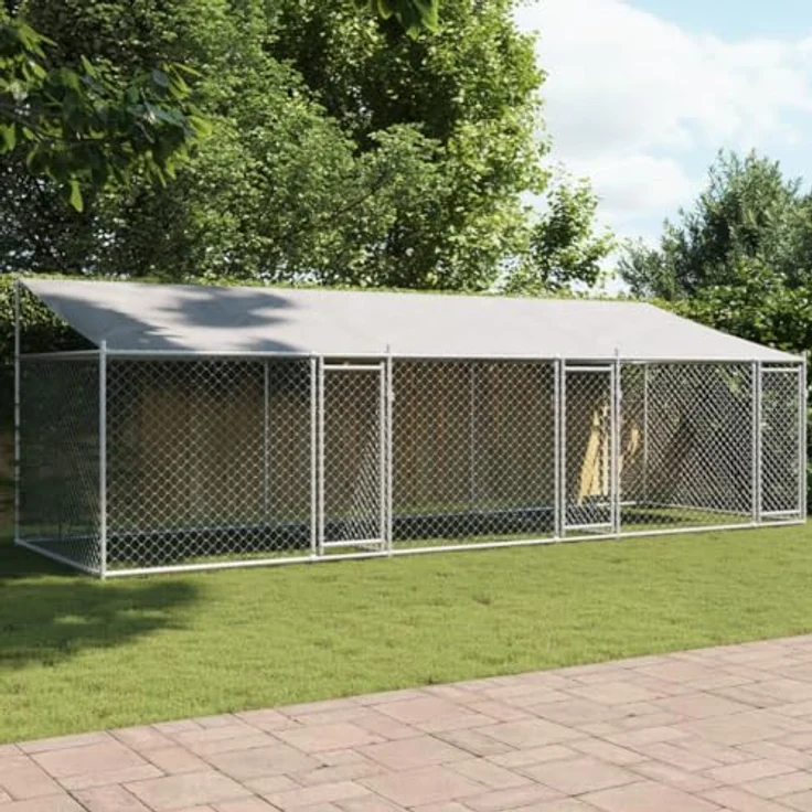 vidaXL Hundezwinger mit Dach und Türen Grau 6x2x2 m Verzinkter Stahl – Bild 2