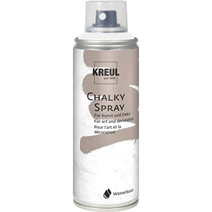 KREUL 76351 - Chalky Spray Snow White, 200 ml, matte Sprühfarbe mit Kreideoptik auf Wasserbasis, hochpigmentiert und wasserfest, für Innen und Außen – Bild 1