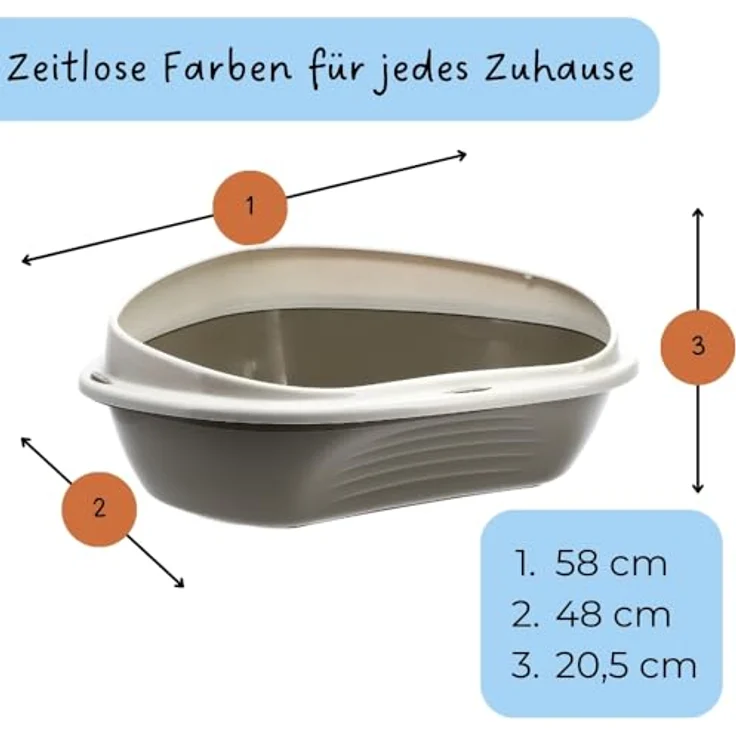 2X Katzenklo Ecke XXL Eck Katzentoilette mit Rand ohne Deckel Ecktoilette offen grau Katzen WC Doppelpack Sparpaket – Bild 2