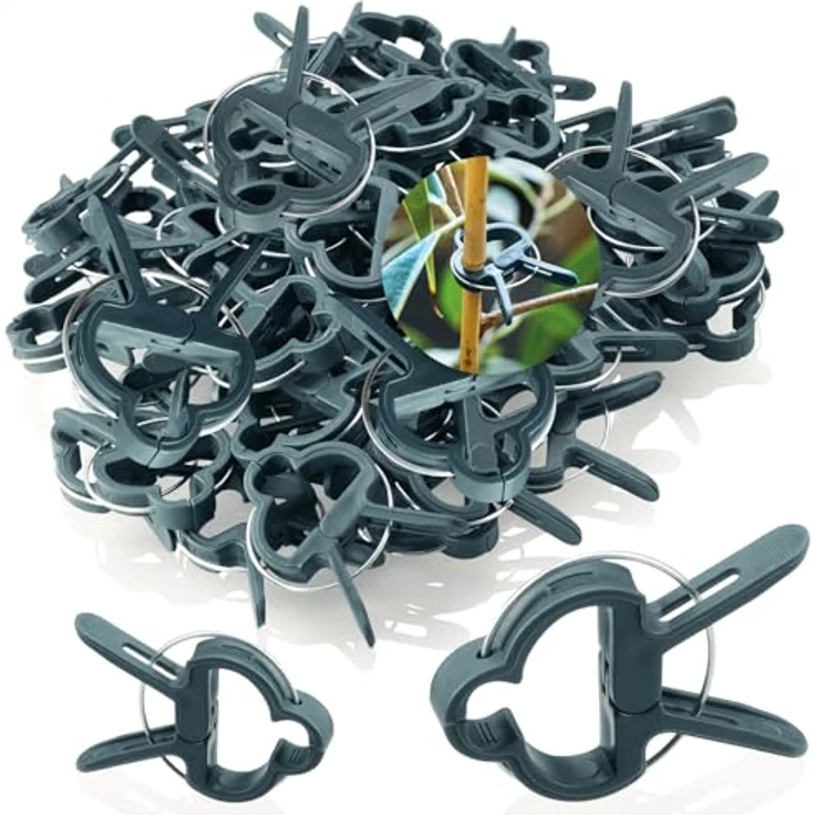 com-four® 60x Pflanzenklemmen, praktische Rankhilfen in grün zur Sicherung von Pflanzen, wiederverwendbar, 30x kleine & 30x große Clips – Bild 1