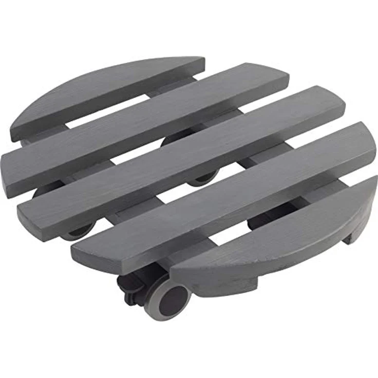 Metafranc Pflanzenroller Ø 300 mm - 60 kg Tragkraft - Kiefer-Platte - Grau - TPE-Rollen mit 2 Feststellern - Indoorroller - Blumenroller - Transporthilfe für Pflanzen - 825200 – Bild 2