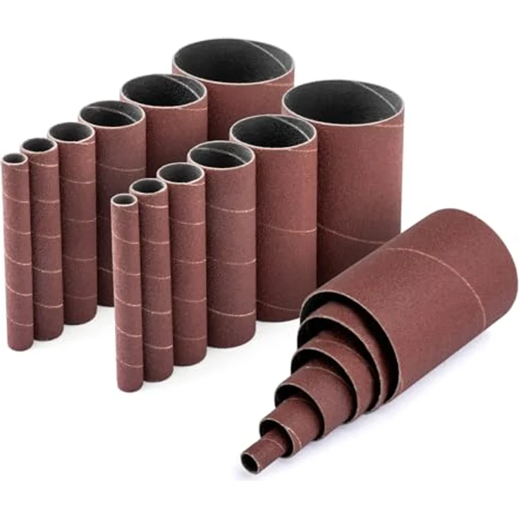 POWERTEC 11240 Schleifhülsen für Spindelschleifer in 6 Größen mit Sortimentskörnung 80, 120, 240, Aluminiumoxid-Schleifpapier-Sortiment in Durchmesser 1-2, 3-4, 1, 1-1-2, 2 & 3-18 PK – Bild 2