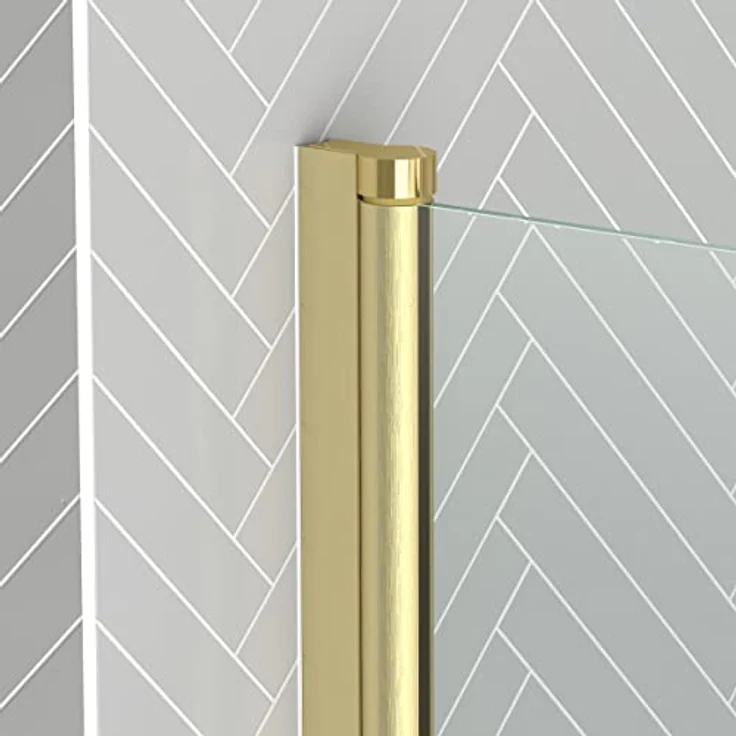 MARWELL Badewannenfaltwand Golden Touch 140x80cm, Duschwand mit 4mm Einscheibensicherheitsglas und gebürstetem Aluminiumrahmen in Goldoptik – Bild 3
