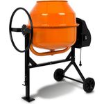 EBERTH Betonmischer 180L Elektrisch, 650W Motor, Gestell, Trommel und Zahnkranz aus Stahl, Zementmischer in orange/ schwarz