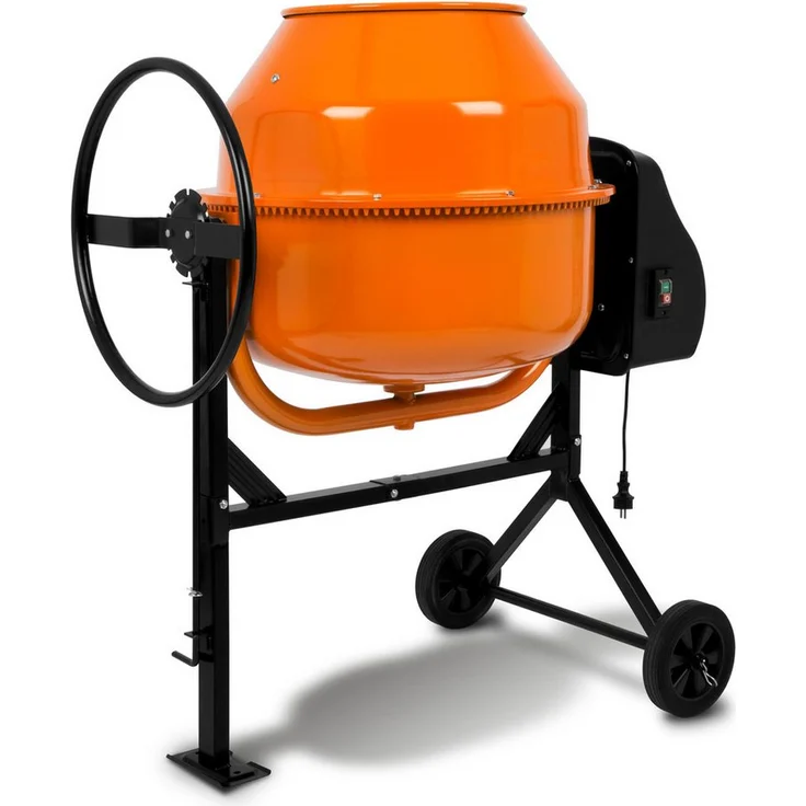 EBERTH Betonmischer 180L Elektrisch, 650W Motor, Gestell, Trommel und Zahnkranz aus Stahl, Zementmischer in orange/ schwarz