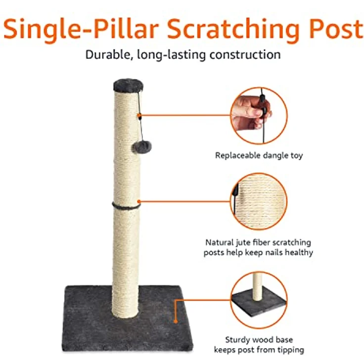 Amazon Basics – Mittelgroßer Katzen-Kratzbaum, 41 x 41 x 81 cm, grau – Bild 4