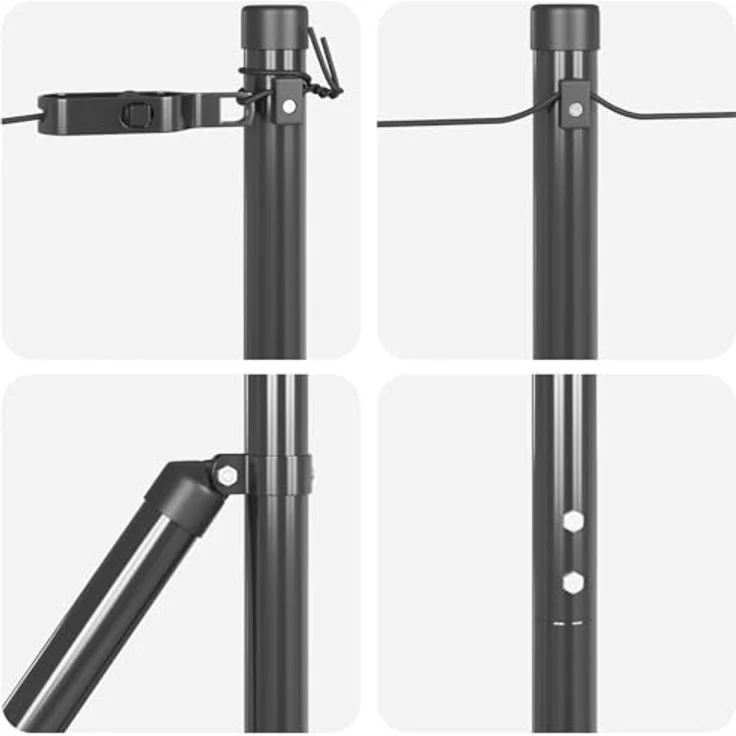 vidaXL Zaunpfosten Set, 7 Stück aus galvanisiertem Stahl, grau, Ø32 mm, 210 cm, wetterfest, für Außenprojekte – Bild 7