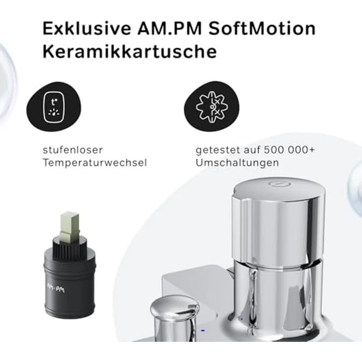AM.PM Wannenarmatur X-Joy TouchReel Mischbatterie Badewanne FXT10500, chrom, intuitive Touchsteuerung, optimale Geometrie für Waschbecken von 50 bis 120 cm – Bild 4