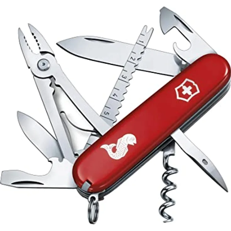 Victorinox Angler 1.3653.72, Schweizer Taschenmesser mit 18 Funktionen, rot, ideal für Angler