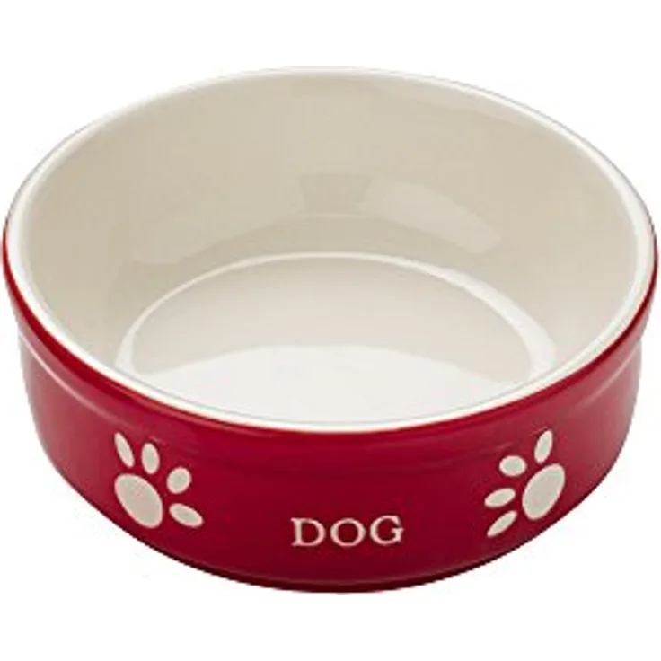 Nobby Hunde Keramiknapf "DOG" rot / beige 13,5 X 13,5 X 5 cm