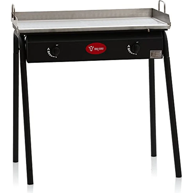 BBQ-Toro Gas Grilltisch mit antihaftbeschichteter Grillplatte, 2 Brenner aus Gusseisen, 78 x 45 x 91 cm für Garten und Camping – Bild 1