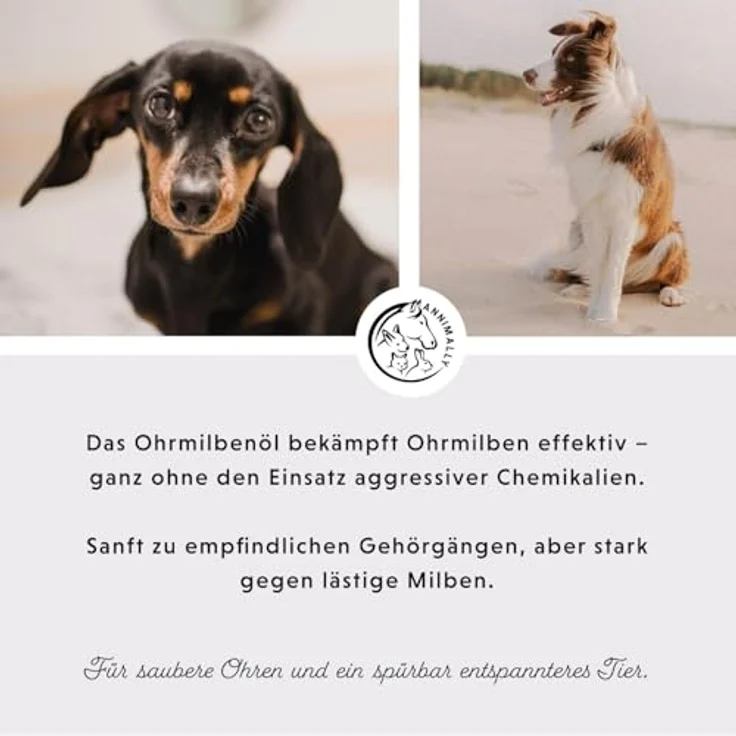 Annimally Ohrmilbenöl Akut, natürliches Mittel gegen Milben beim Hund mit Aloe Vera & Schwarzkümmel, beruhigendes Öl gegen Juckreiz, pflegt & schützt, Made in Germany – Bild 4