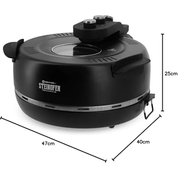 GENTOR Pizzaofen GENTOR Pizzamaker 1600W 220-240V Elektrisch, bis 420 Grad, 1 feuerfester Keramiksteinboden, Mini Pizzaofen - Weiß – Bild 11