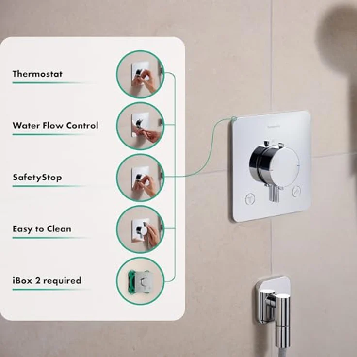 hansgrohe Ecostat Comfort Q, Duschthermostat Unterputz mit Sicherheitssperre (SafetyStop) bei 40° C, Mischbatterie für 2 Verbraucher, Chrom, 33713000 – Bild 2