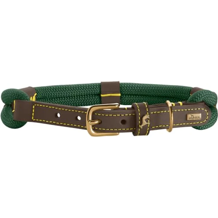 HUNTER Halsband Malia Dunkelgrün/Dunkelbraun, Größe 45 - Strapazierfähiges Hundehalsband aus Deutschland – Bild 1