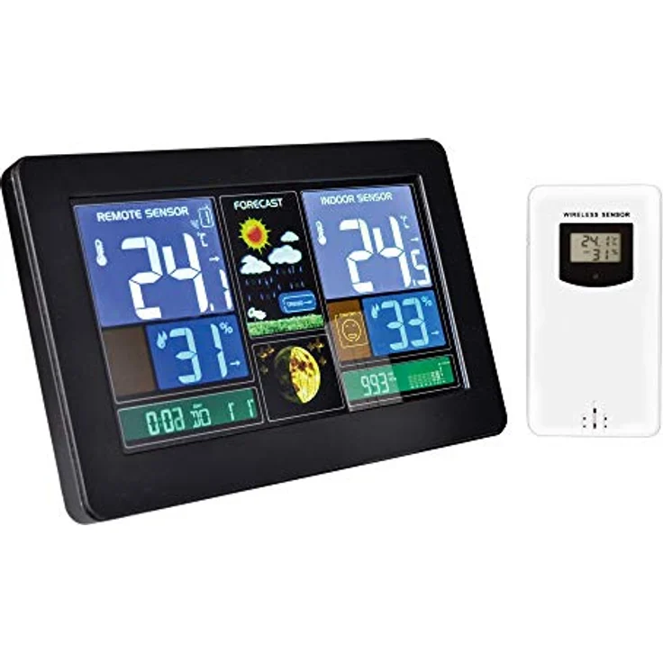 Olight Solight Wetterstation, extra große Farb-LCD, Temperatur-, Luftfeuchtigkeits- und Druckmessung, USB-Ladevorgang, Schwarz – Bild 2