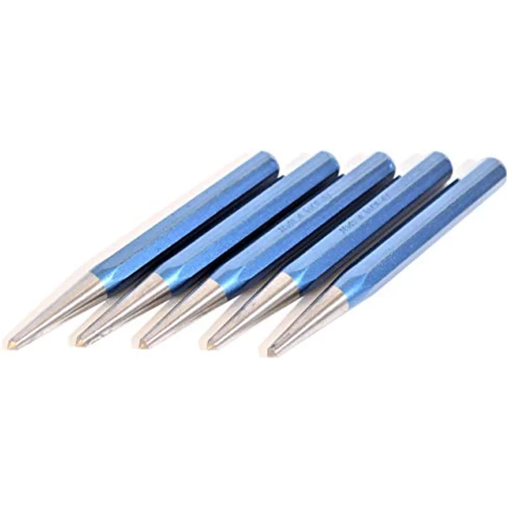 RENNSTEIG 5x Körner Meißel WS, 120 mm, Ø 10 mm, blau-glänzend lackiert, Made in Germany – Bild 1