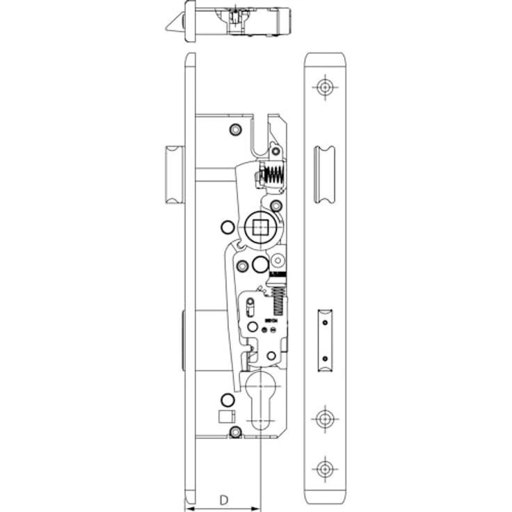 KFV Rohrrahmenschloss 49PZW, Türschloss Einsteckschloss mit Aufsägeschutz, verzinkt, DM 45 mm, Entfernung 92 mm, Riegelausschluss 20 mm – Bild 2