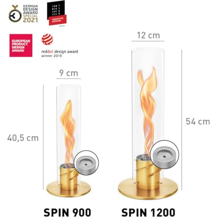 höfats - Spin 900 Gold NEUES Modell mit verlängerter Brenndauer Dank innovativer Brenntechnologie - flüssig Bioethanolkamin, Edelstahl Tischfeuer, wärmender Tischkamin für Indoor und Outdoor – Bild 2